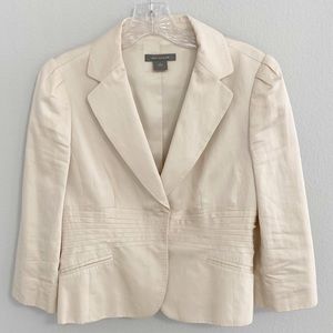Ann Taylor Cream Linen Blend Blazer, Size 4